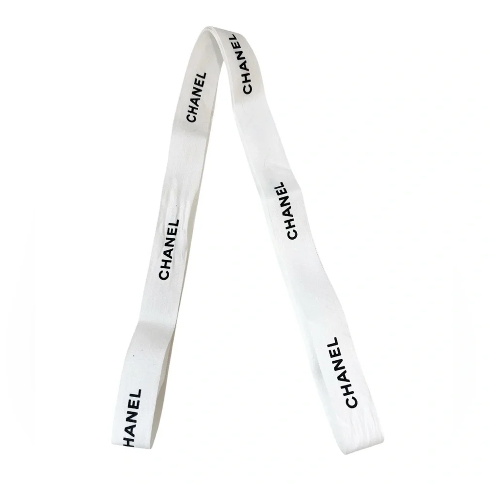 CHANEL Gift Wrap Ribbon White Black 92